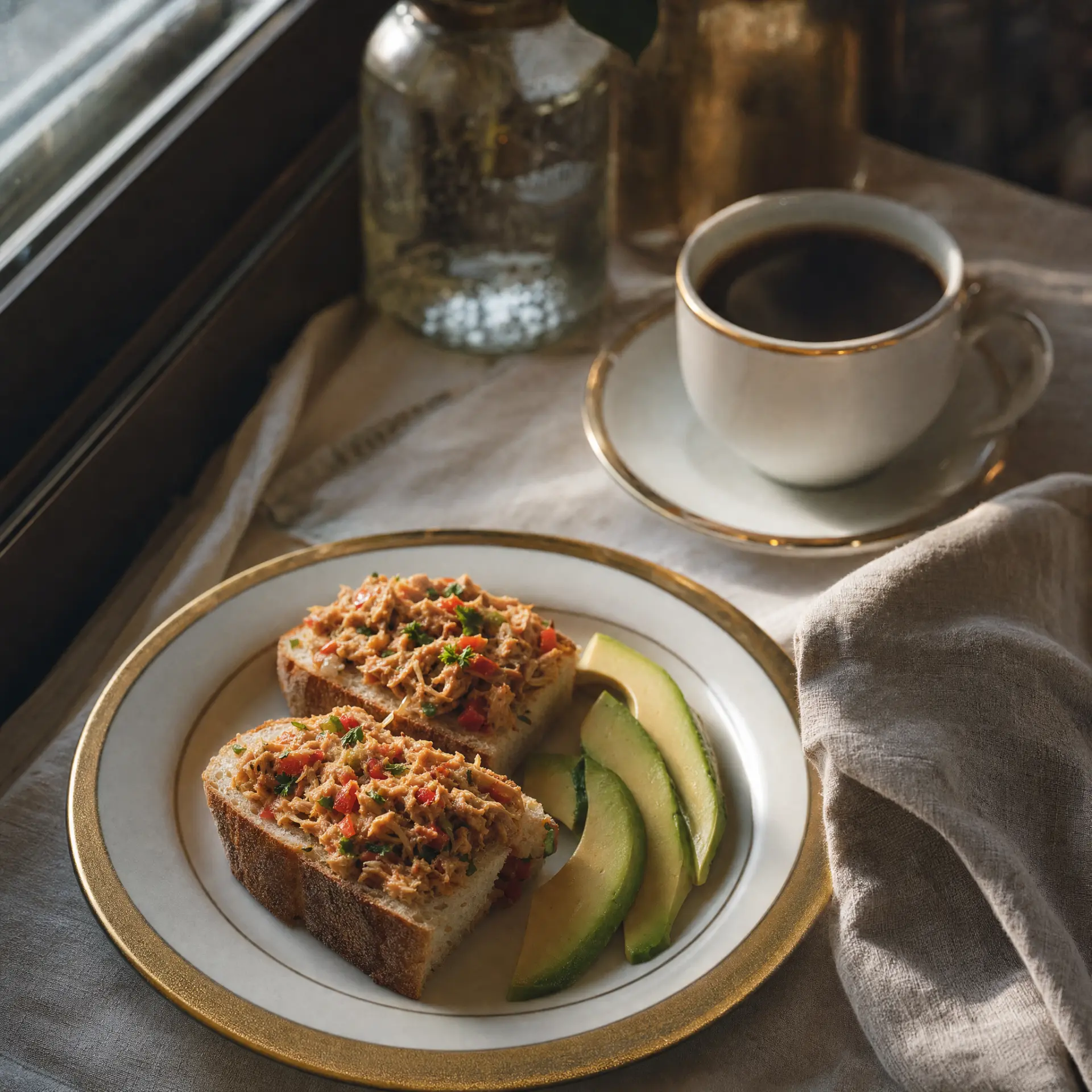 Chiktay on bread with avocado